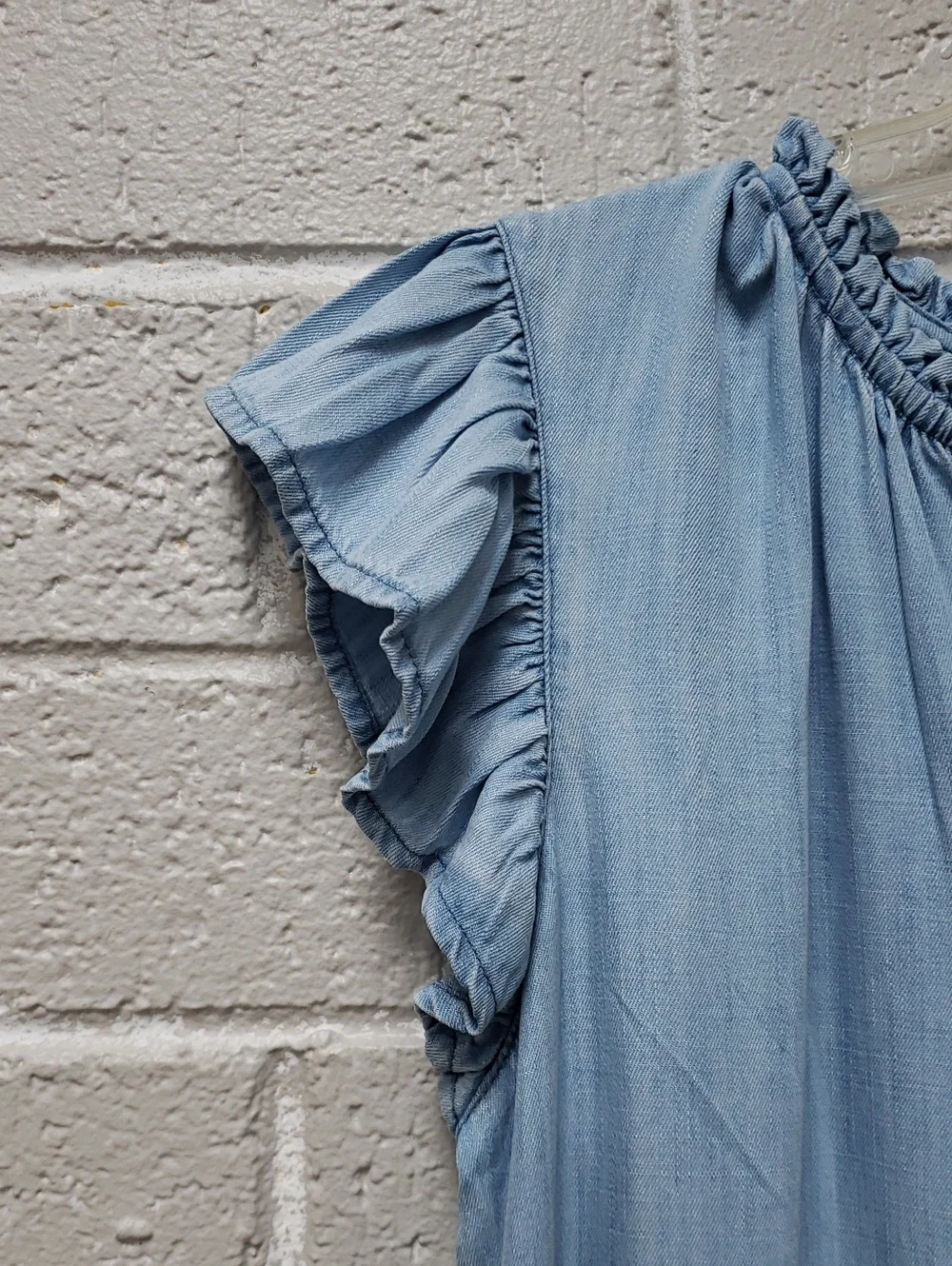 Wonderly Light Blue Chambray Tiered Dress